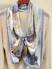 Blue Gilt Double Crepe Silk! Mulberry Silk Silk Scarf For Women'S Spring And Summer Temperament With Decorative Scarf Streamer