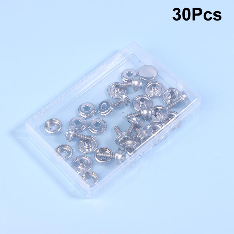 30/32Pcs Silver Snap Fastener Stainless Canvas Screw Kit Tent Boat Marine Car Canopy Accessories
