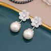 Light Luxury Micro-Inlaid Flower Cherry Blossom Pearl S925 Silver Needle Earrings European And American Micro-Inlaid Zircon Jewelry Factory Wholesale