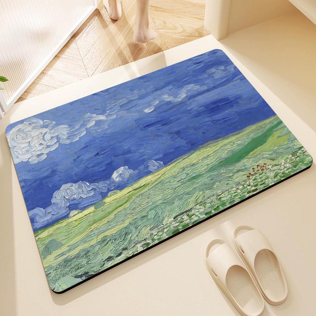 Cross-border Oil Painting Style Non-slip Diatomaceous Earth Bathroom Mat