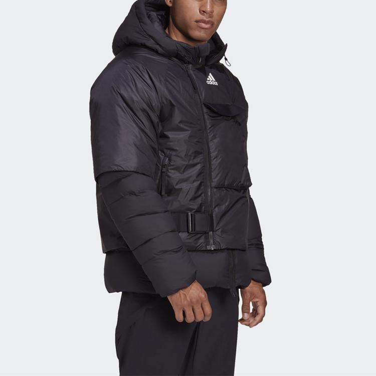 Adidas Detachable Hooded Insulated Waterproof Down Jacket Men Outerwear Black FT2421