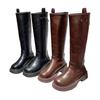 Soft leather boots autumn and winter new knight boots thin boots versatile medium boots women's thin cigarette boots