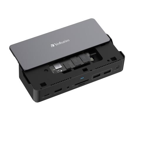 Verbatim 32174 CDS-15SSD USB-C Pro Docking Station 15 Ports, 256GB SSD, Grey/Black