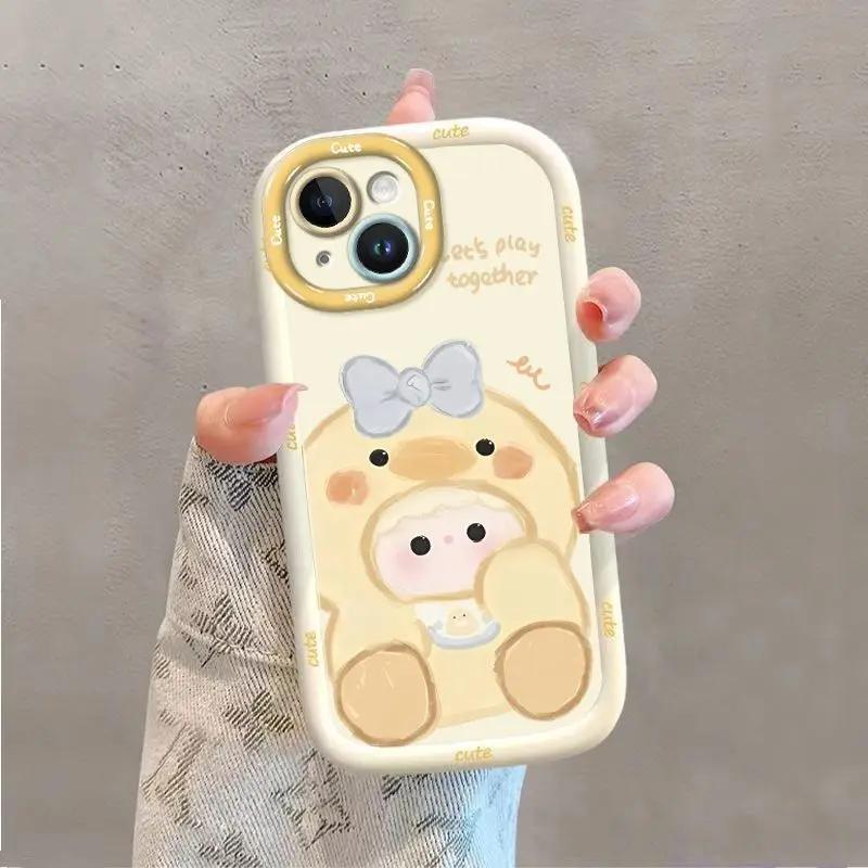 Cute Duck Cat Case For Infinix Hot 50 30i 20 20i 9 Play 10 Lite Note 40 Pro 30 Smart 9 8 7 6 Plus TECNO SPARK 30 10 10C ITEL RS4