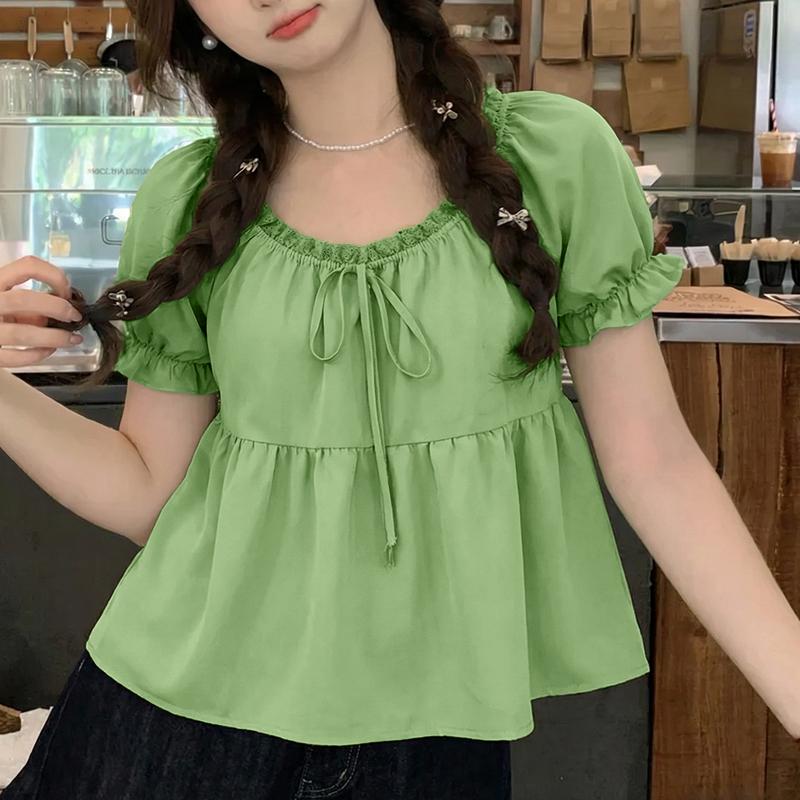 ZANZEA Damen Casual Rundhals Lose Sommer Kurzarm Bluse