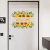 Sunflower Welcome Door Sticker, Self-Adhesive Floral Decal for Bedroom Bathroom Door Frame Decor