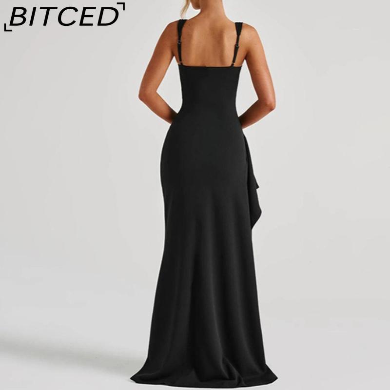 BITCED Women's Evening Gown Long Dress Summer Fashion Sexy Strapless Backless High-Slit Dress