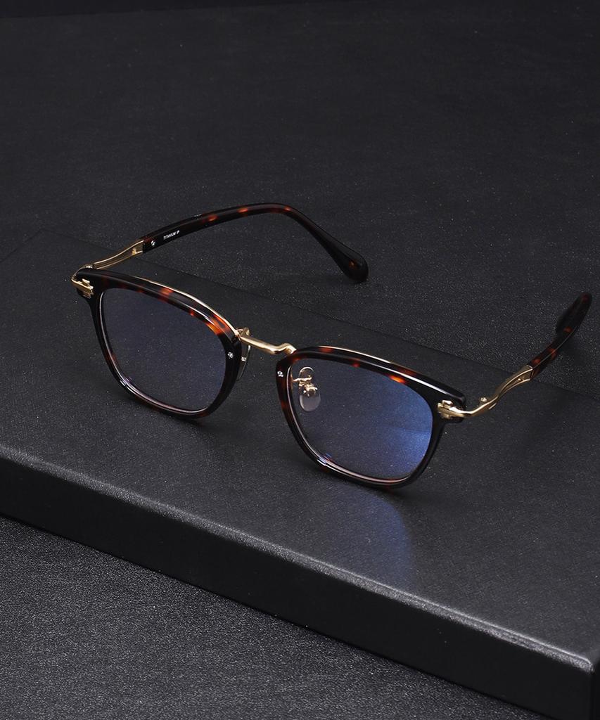 Lingkeonpeuleim Stras01 Pure Titanium Eyeglass Frame Havana