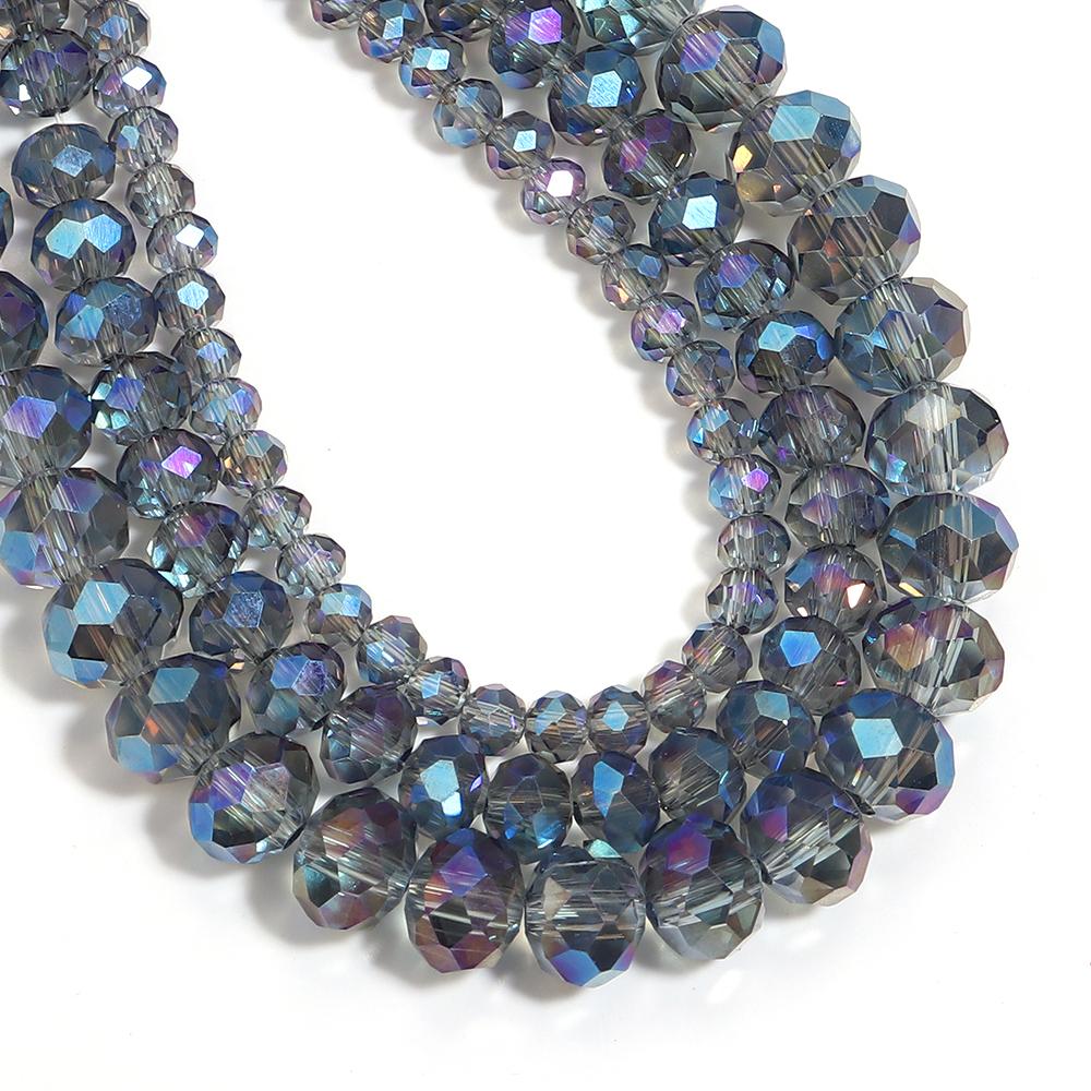 4/6/8mm Faceted Crystal Beads Transparent Blue Rondelle Glass Loose Beads for Jewelry Making DIY Bracelets Necklace Accessories