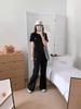 Korean Style Embroidered T-shirt & Wide-Leg Pants Two-Piece Set - Women's Summer Fashion Sportswear
