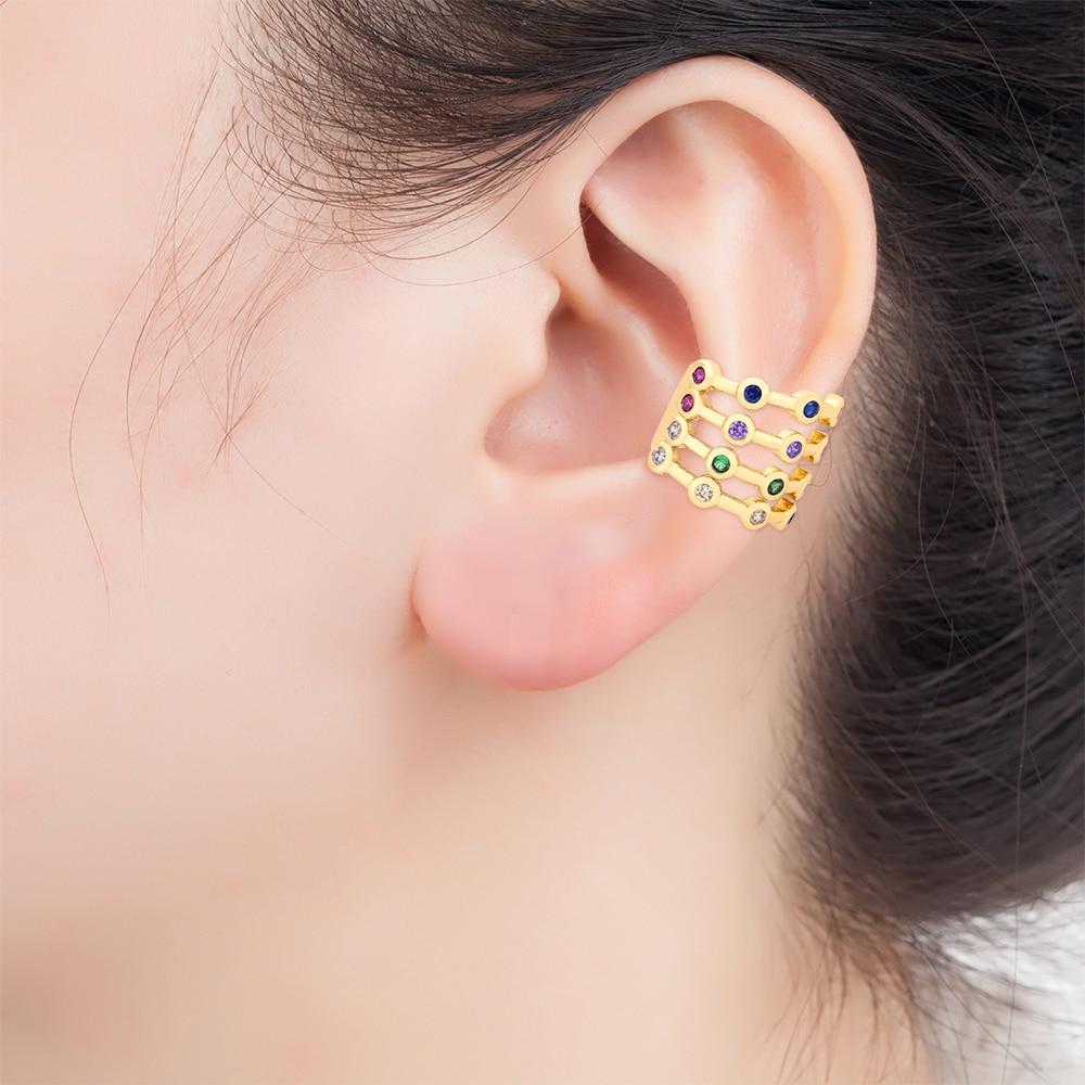 Fashion 13 Styles Copper Zircon Clip On Wrap Earring Tragus Body Jewelry Ear Cuff Clip Nose Ring Fake Piercing Snug Earrings