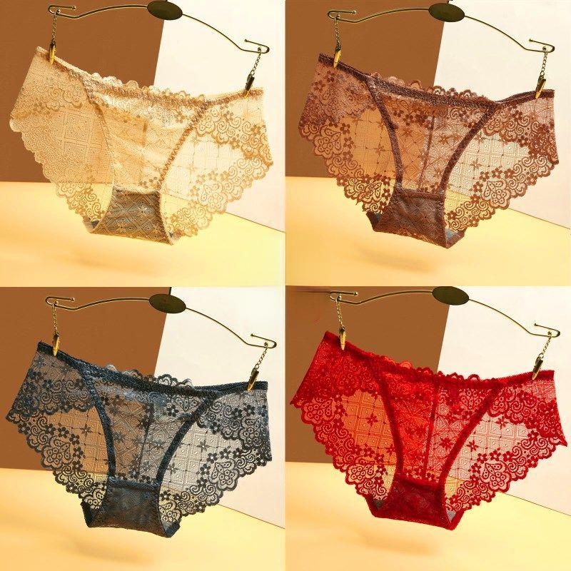 2/4PCS Spitze Sexy Höschen frauen Unterhose Niedrige Taille Unterwäsche Frauen Pantys Dessous