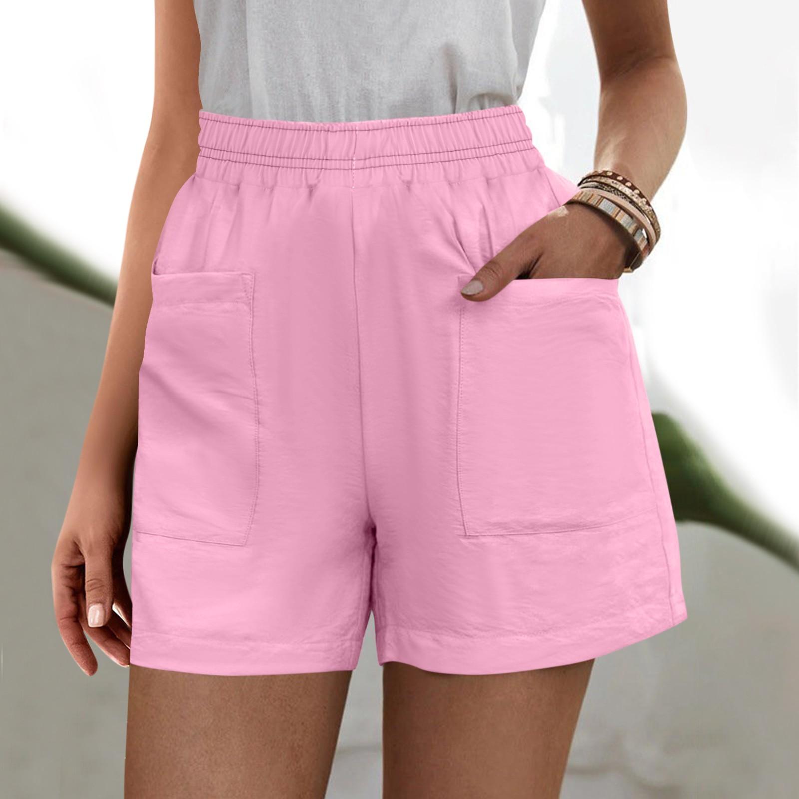 

Женские однотонные брюки, модные повседневные шорты с карманами и эластичной резинкой на талии M