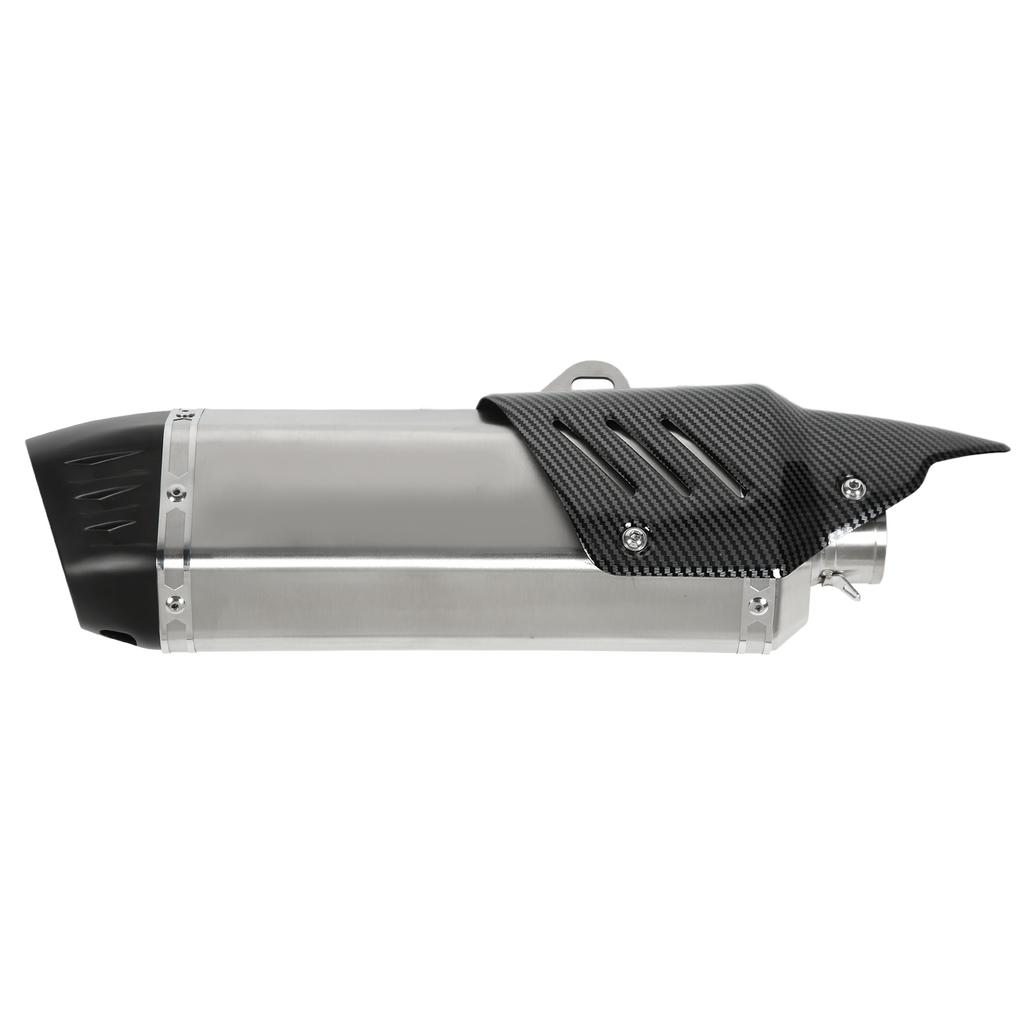 Motorcycle Exhaust Tip 304 Stainless Steel Carbon Fiber Cover Universal for 38‑51mm DiameterSilver