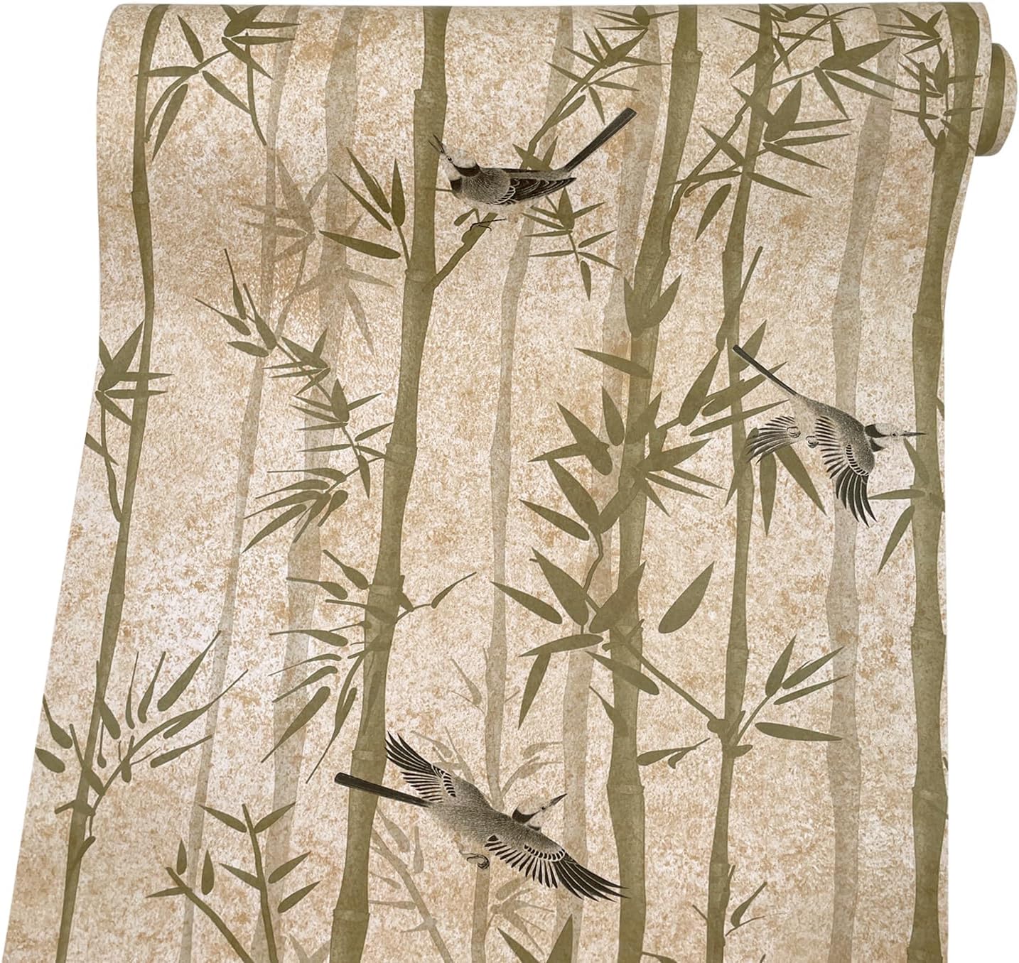 

Бамбуковые самоклеящиеся обои Птицы Обои Peel and Stick Винтажная съемная контактная бумага для шкафов, ящиков, полок 5mx45cm