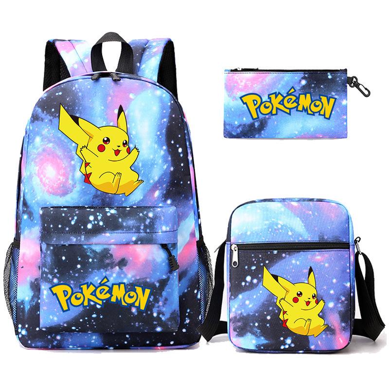 Backpack Teen Student School Bag Three-piece Pencil Case Crossbody Bag