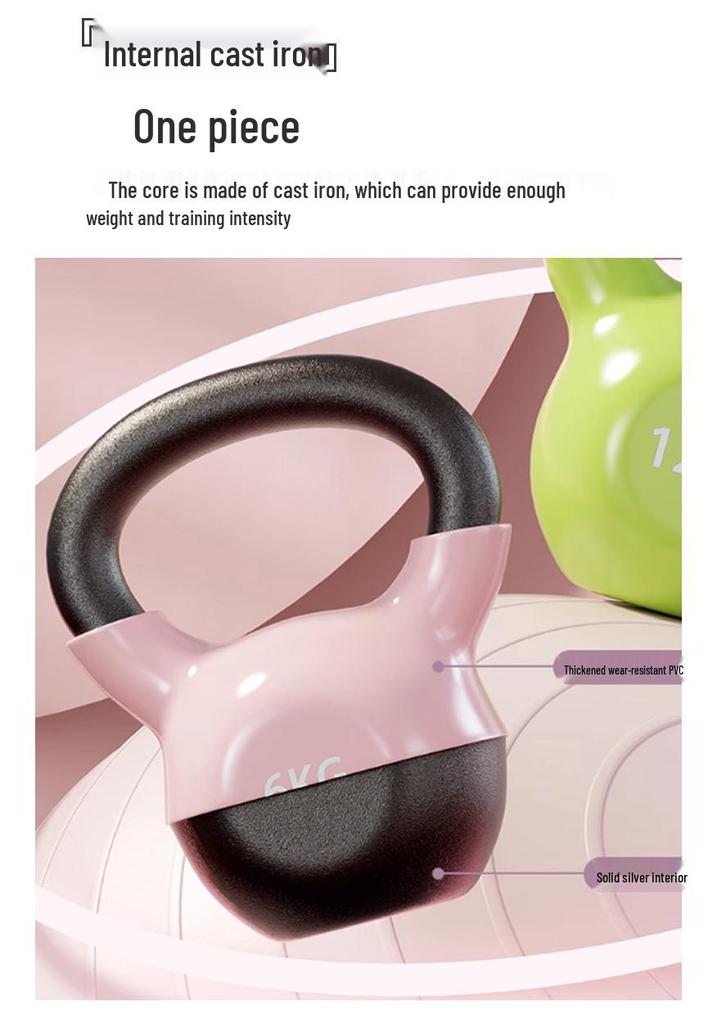 Kunststoffbeschichtete Gusseisen-Kettlebell 4-20kg für Heimfitness & Hüfttraining