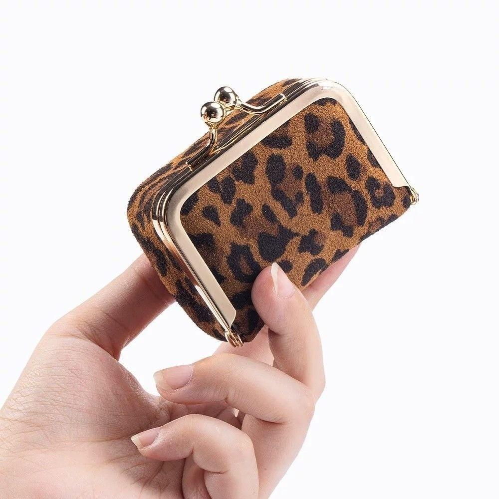 Square Kiss Lock Coin Purse PU Leather Small Item Bag Elegant Leather Jewelry Bag Ring