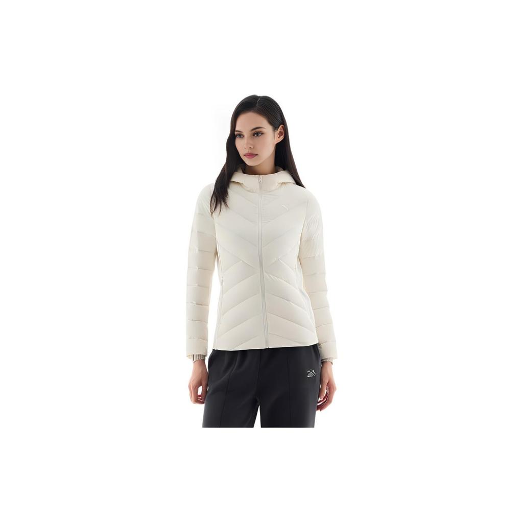 Anta Slim Fit Comfortable Sports Casual Down Jacket Women Outerwear Vanilla Cream 962447901-2
