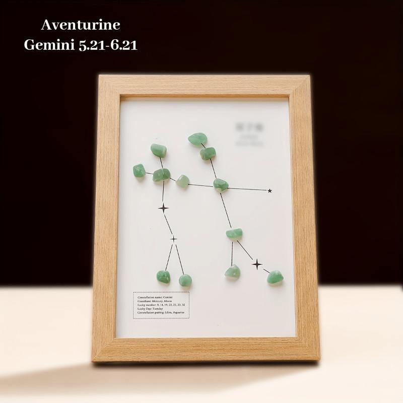 1pc Crystal Tumbled Stone Zodiac Sun Small Stone Photo Frame Crystal Constellation Symbol Jewelry Making Loose Stones Home Decor