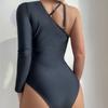 Unregelmäßiger Einteiler Bikini Badeanzug für Damen, Sexy, Figurbetont, mit einem langen Ärmel, Mode, Elegant, Strandurlaub Kleidung