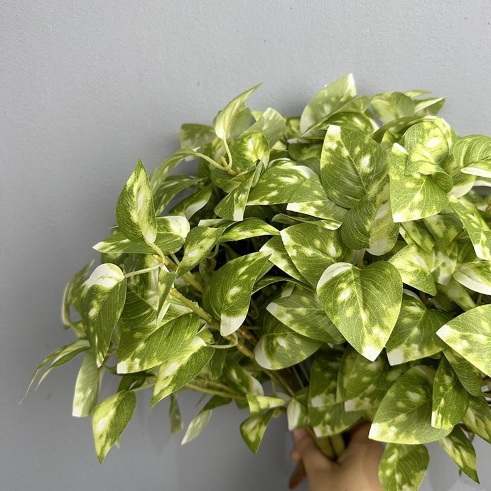 8 Heads Artificial Green Plant Real Touch Lifelike Fake Plastic Plants No Watering Handmade Simulation Greenery Birthday Decor