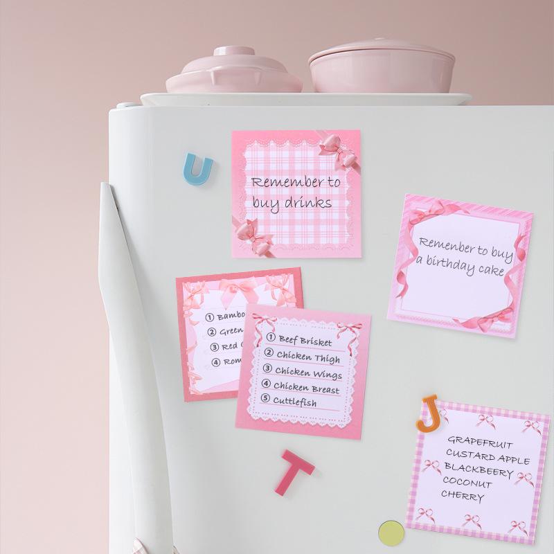 Pink Bow Sticky Notes Available 7.6×7.6 cm