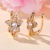 Charm Female White Crystal Zircon Stone Flower Hoop Earrings Gold Color Simple Wedding Jewelry For Women