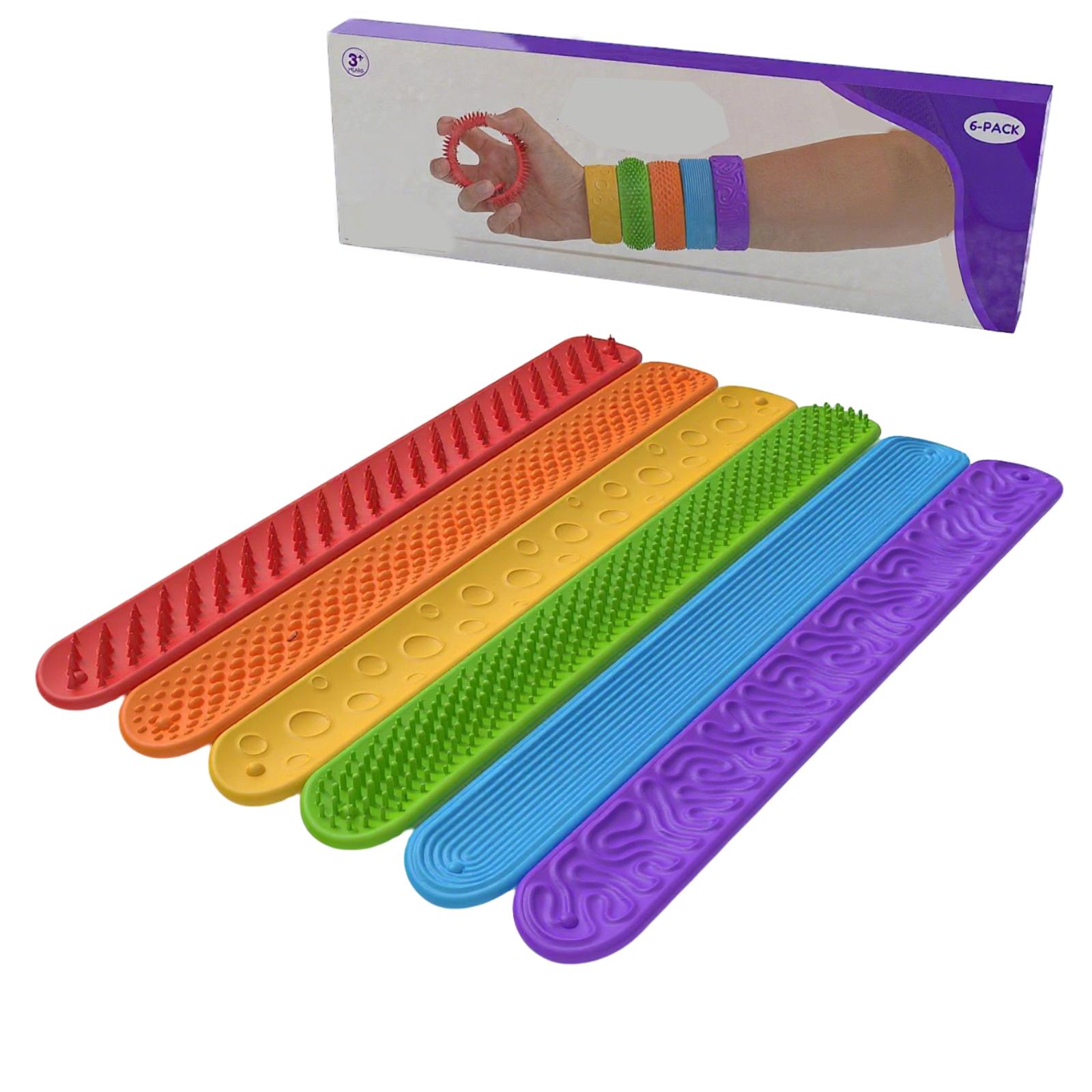 

Silicone Sensory Bracelets Set Flexible Textured Fidget Wristbands for Stress Relief and Tactile Stimulation Pack of 6 One Size