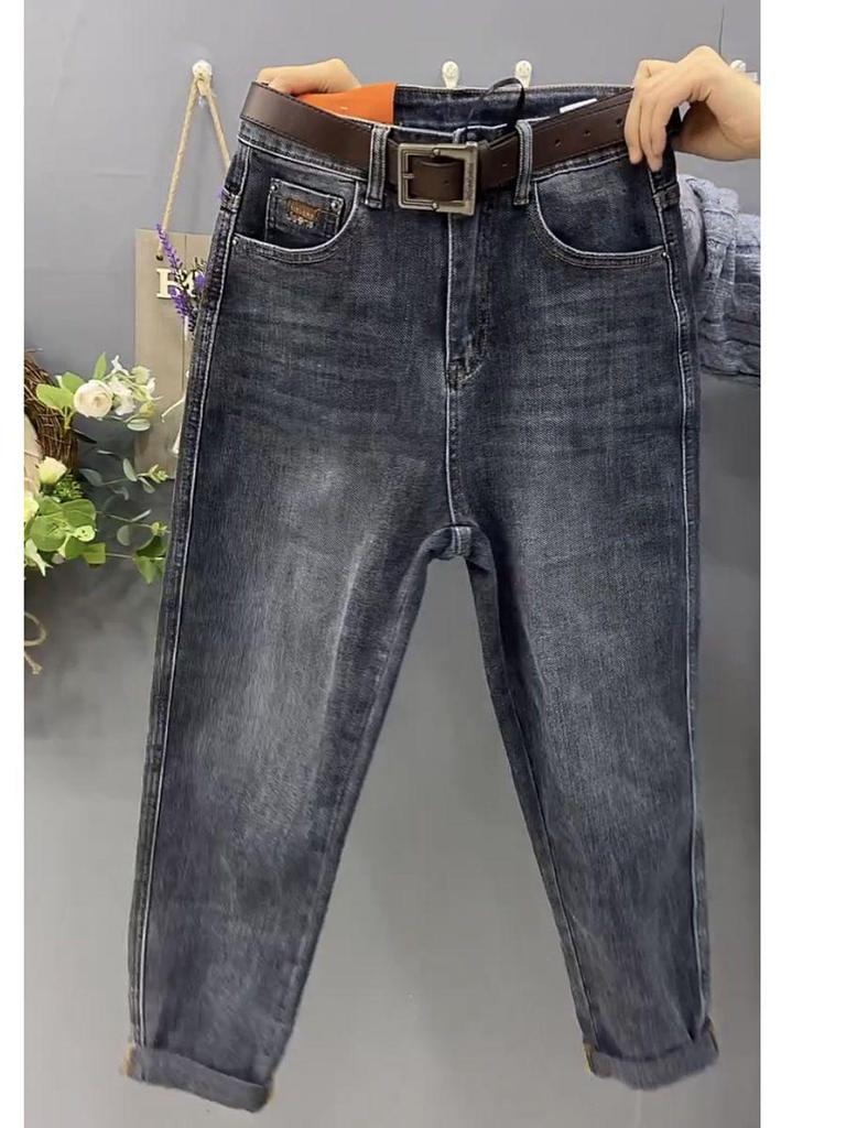 Plus Size Women's High Waist Loose Fit 2025 Autumn Straight Leg Harem Jeans