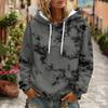 Felpa da donna con cappuccio, manica lunga, stampa floreale, con e tasche, per abbigliamento casual