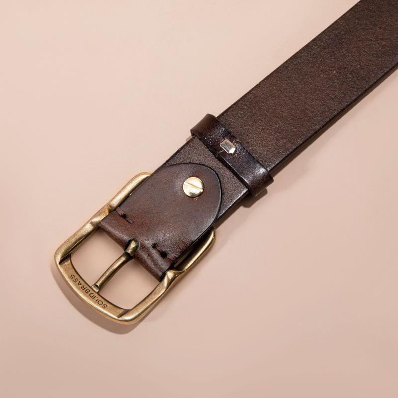 Curea pentru bărbați Piele Primul strat Piele de vacă pură Cataramă retro din cupru Curea casual pentru blugi