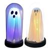 Spooky LED Ghost Cloche Light Halloween Decor Home Ambient Tabletop Glass Lighting up for October Festive