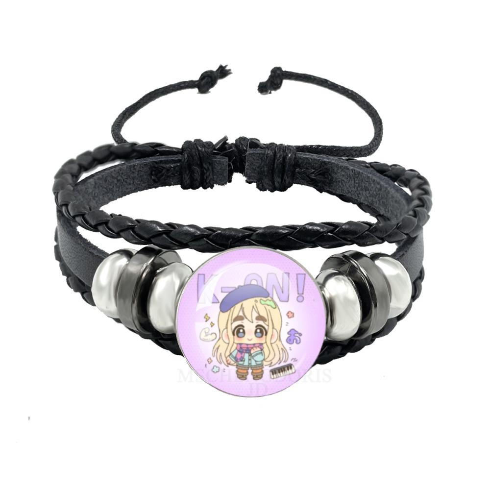Anime K-ON Leather Bracelets Hirasawa Yui Akiyama Mio Tainaka Ritsu Multilayer Braided Black Bracelet Bangles Jewelry Gift
