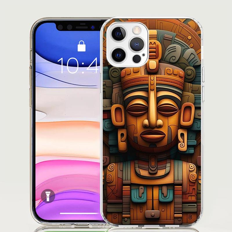 Mayan Stone Totem Pole Phone Case For iPhone 17 Air 16 15 Plus 11 14 Pro Max 13 Mini 12 7 8 + SE Pattern Art Customized Cover 17
