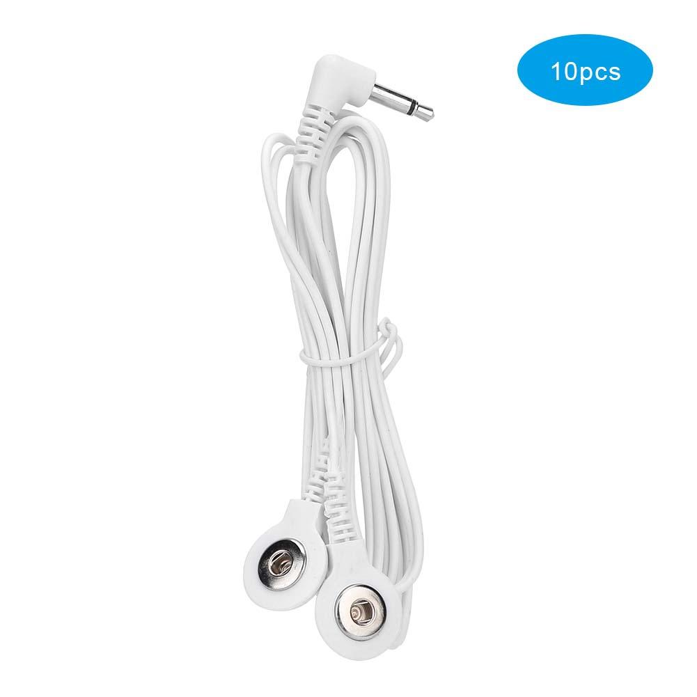 

10 шт. 3,5 мм Электродные отводящие провода кабеля кнопочного типа для аппарата ТЭНС для физиотерапии 2 Buttons