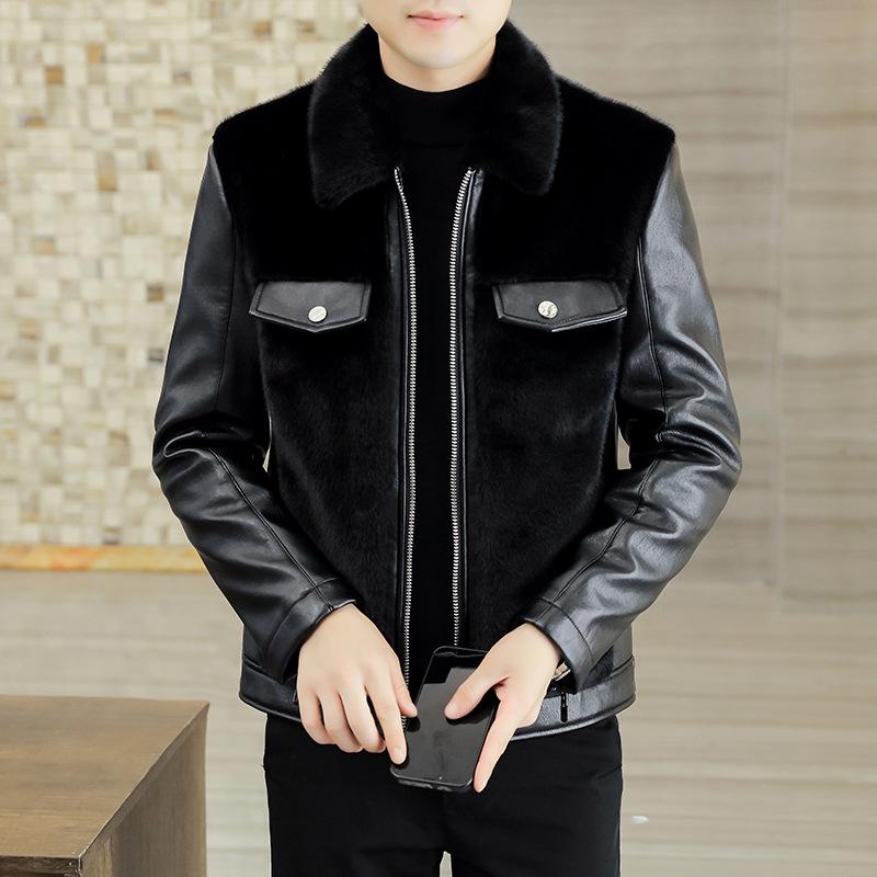 2023 Winter Men's Gold Mink Velvet Fur Coat: Thickened Leather, Luxury Lapel Jacket