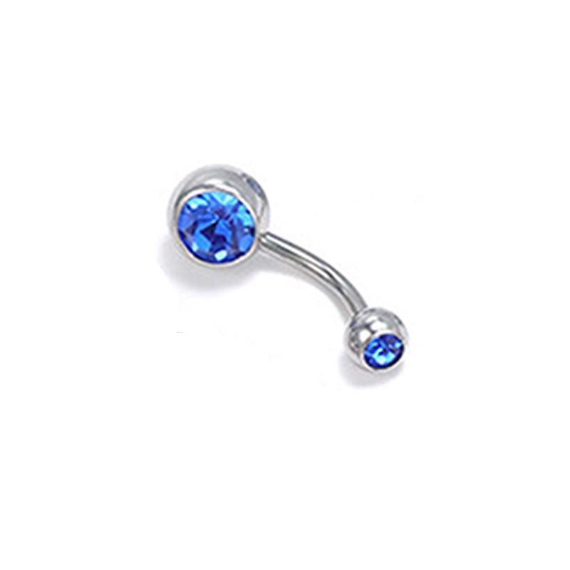 Colorful Double Head Glass Belly Button Ring - Trendy Stainless Steel Summer Style