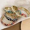 Traditional Chinese Flower Bangle Enamel Floral Women's Hand Bracelet  Gifts for Women Girl