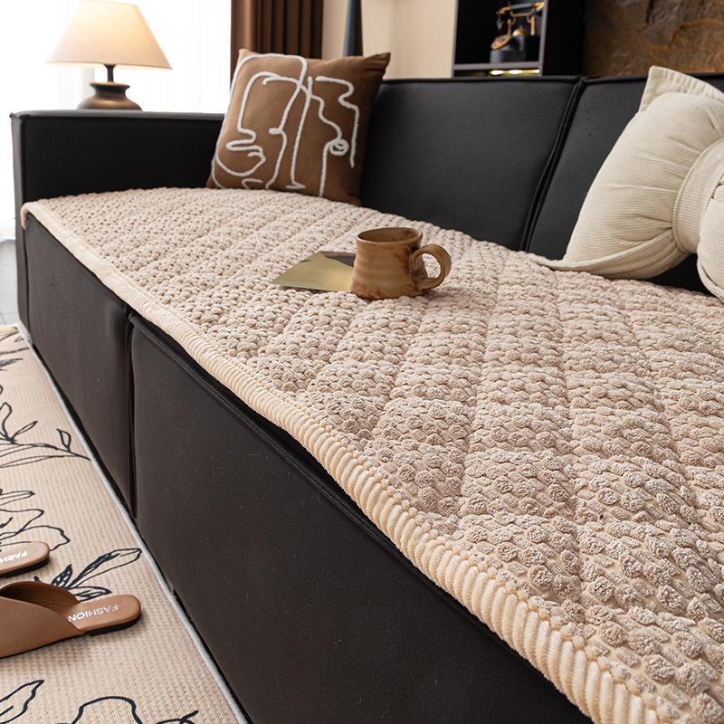 Modern Thickened Corduroy Sofa Cushion Solid Warm Couch Slipcover for Living Room Anti Slip Anti-Dirt Furniture Protective Cover