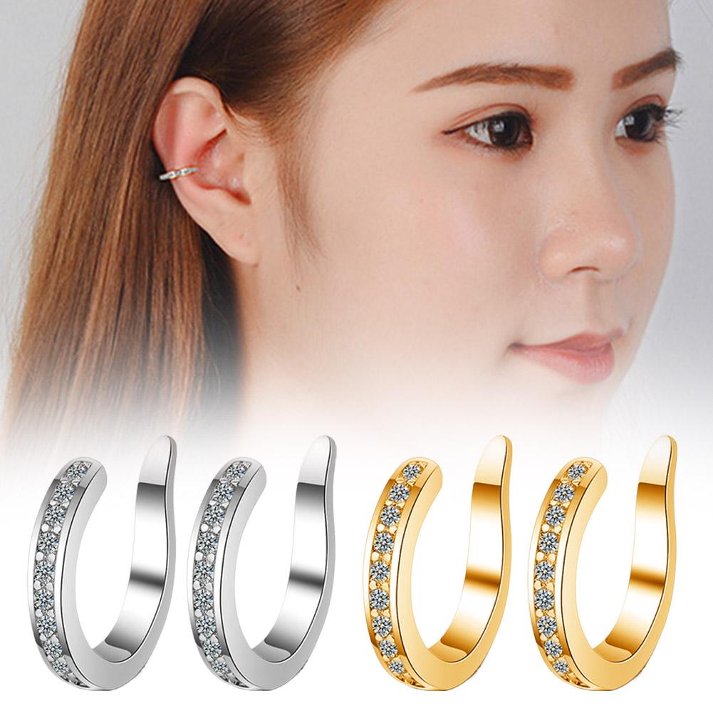 Women Simple Silver Color  No Hole Clip Earcuff Clip Earring Ear Cuffs for Non Pierced Ears On Earrings Cartilage Earing Cuff