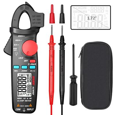 BSIDE ACM92 Pince ampèremétrique numérique LCD 6000 points RMS Vrai AC DC Multimètre Plage automatique Mini portable Universel