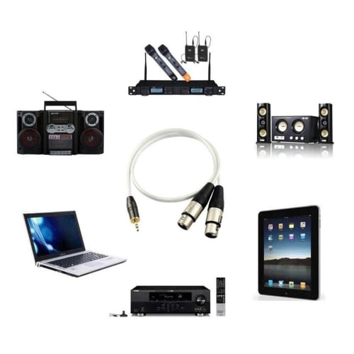 XLR Cable, Microphone Cable, Canon Conversion Cable, Audio Cable, Stereo Cable, 3.5mm Plug (Male) To 2XLR Plug (Female) Stereo Mini Plug (3m)