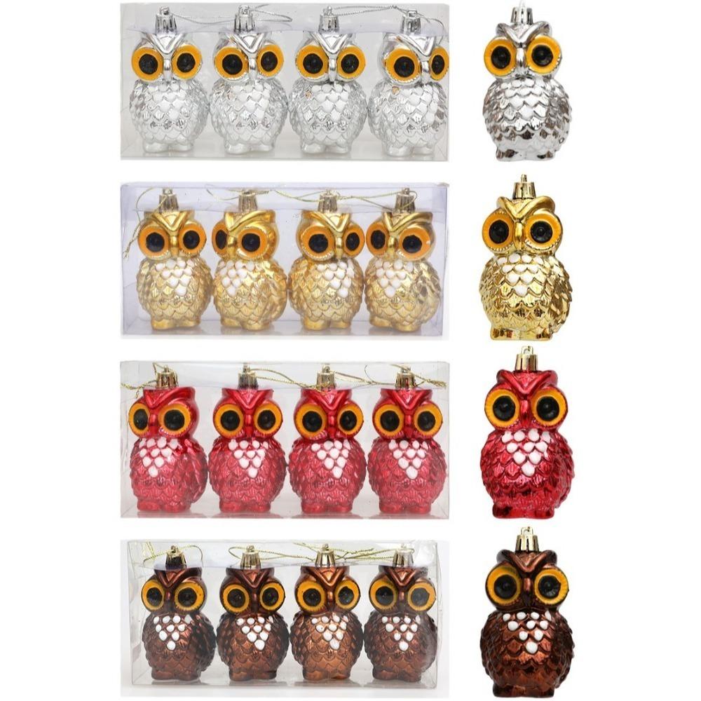

4PCS/Box DIY Ремесла Розмальовані різдвяні подарунки Коробки Кулон Пластикові різдвяні прикраси кавовий