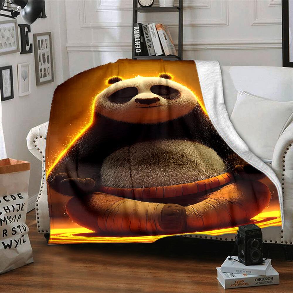 1pc Panda Meditation Blanket Lightweight Flannel Blanket Throw Blanket For Sofa, Bed, Travel, Camping, Livingroom, Office, Couch