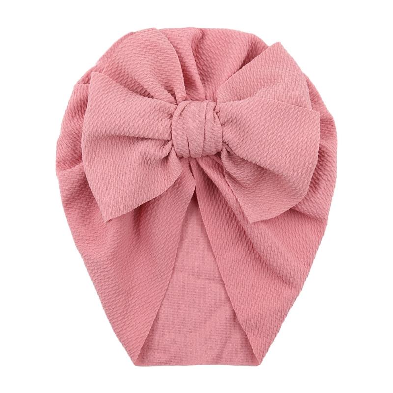 

Детская шапочка с большим бантом для девочек и мальчиков, однотонный тюрбан с бантом, повязки на голову для малышей, чепчик для детей, шапочка-бини, реквизит для фотосъемки новорожденных горячий розовый