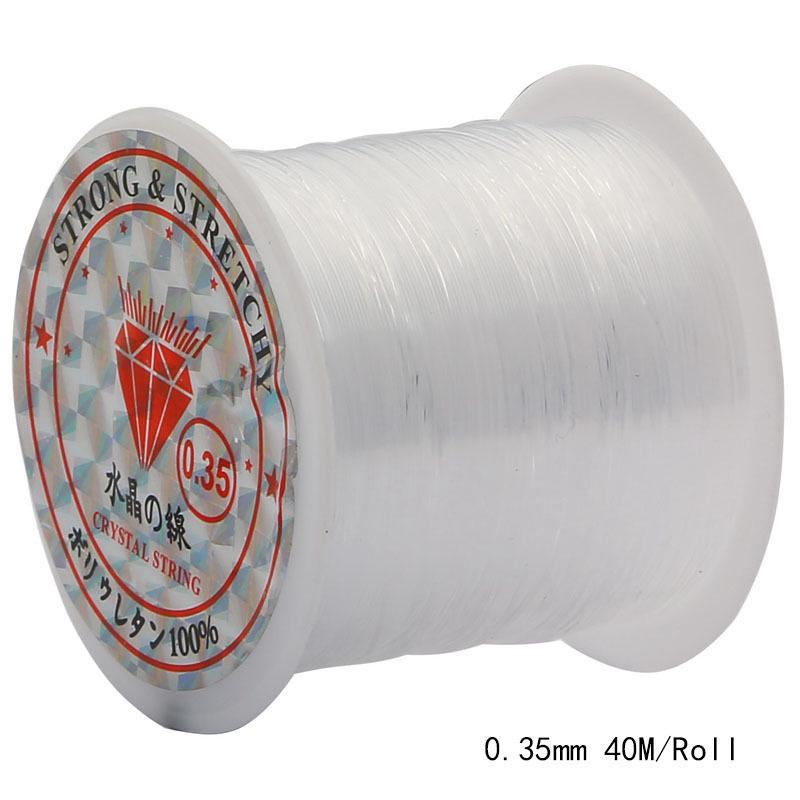 Handgenähter Stoffaufnäher, Knöpfe, DIY-Schmuckzubehör, Angelschnur mit Kristallperlen, transparentes Perlenmaterial.