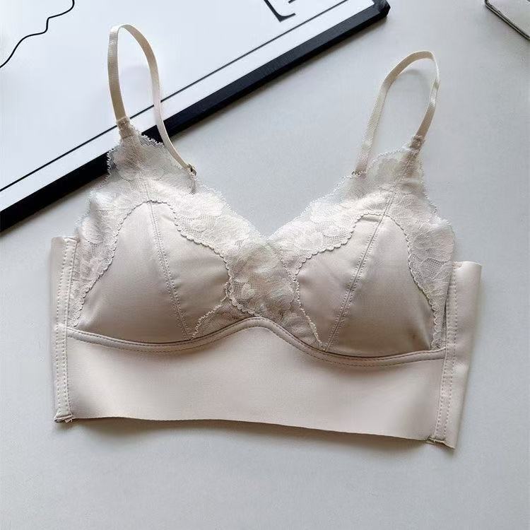 Lace beautiful back underwear women's chest big and small bra new popular summer thin sexy bra triangle cup