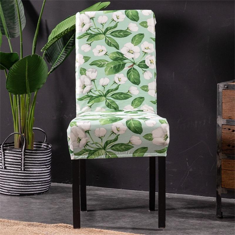 1Piece Printed Dining Room Chair Cover Spandex Elastic Stretch Slipcovers for Kitchen Hotel Banquet Living Room Home Decoration