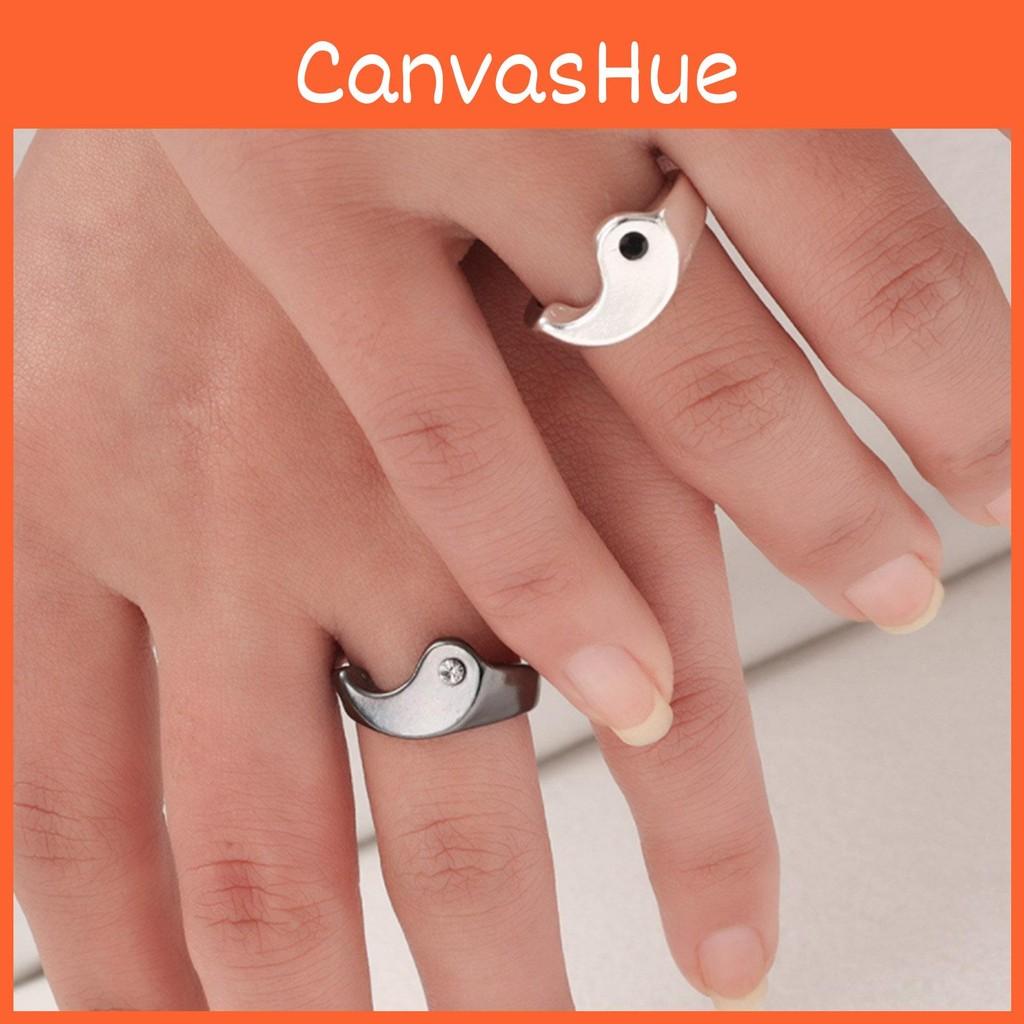 Fashion 2pcs Friendship Rings Yin Yang Matching Gothic Cool Stacking Rings